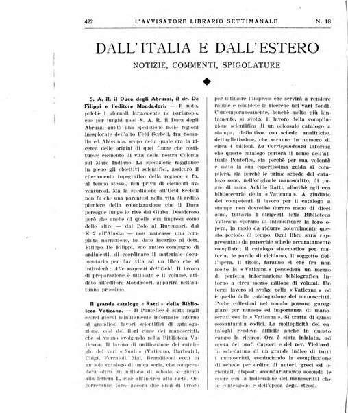 L'avvisatore librario settimanale bollettino bibliografico