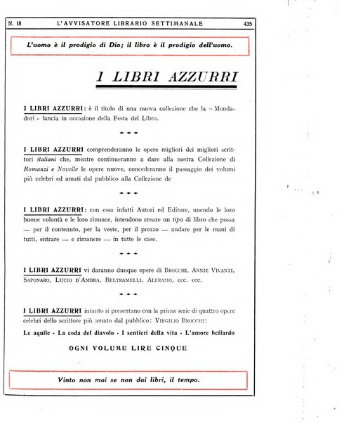 L'avvisatore librario settimanale bollettino bibliografico