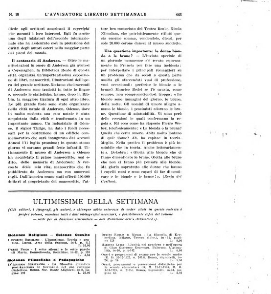 L'avvisatore librario settimanale bollettino bibliografico