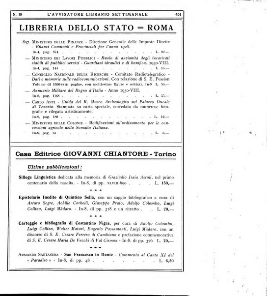 L'avvisatore librario settimanale bollettino bibliografico