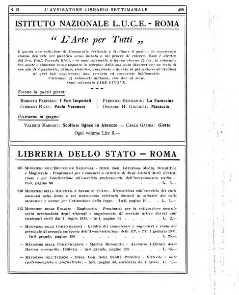 L'avvisatore librario settimanale bollettino bibliografico