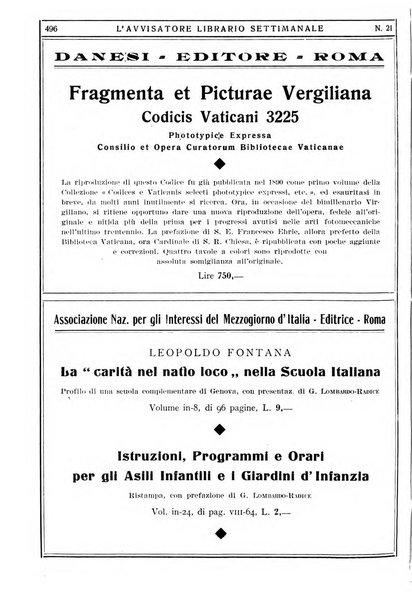 L'avvisatore librario settimanale bollettino bibliografico