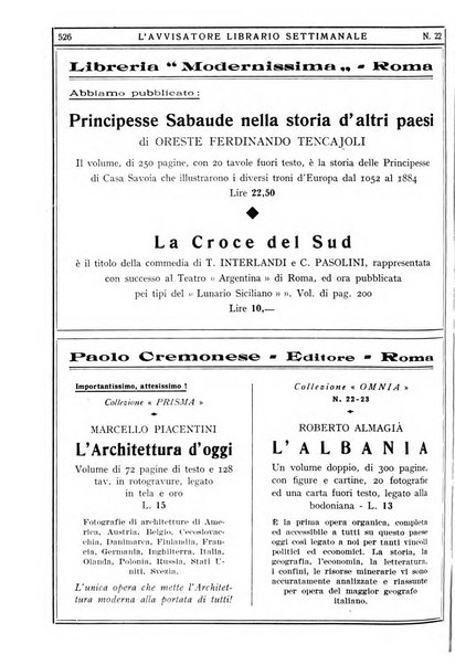 L'avvisatore librario settimanale bollettino bibliografico