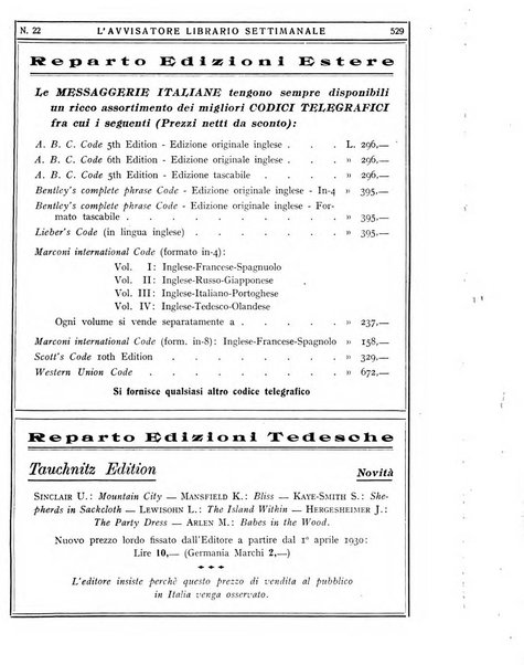 L'avvisatore librario settimanale bollettino bibliografico