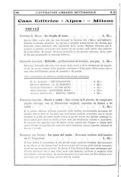 L'avvisatore librario settimanale bollettino bibliografico