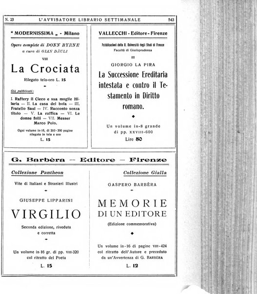 L'avvisatore librario settimanale bollettino bibliografico