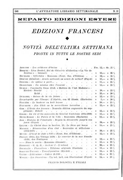 L'avvisatore librario settimanale bollettino bibliografico