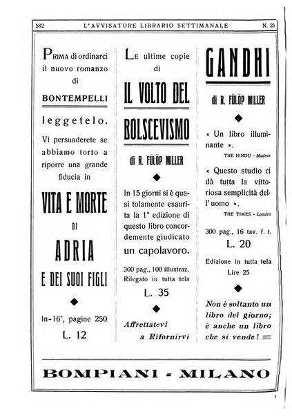 L'avvisatore librario settimanale bollettino bibliografico