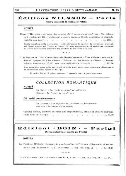 L'avvisatore librario settimanale bollettino bibliografico