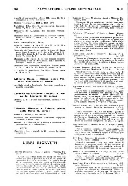 L'avvisatore librario settimanale bollettino bibliografico