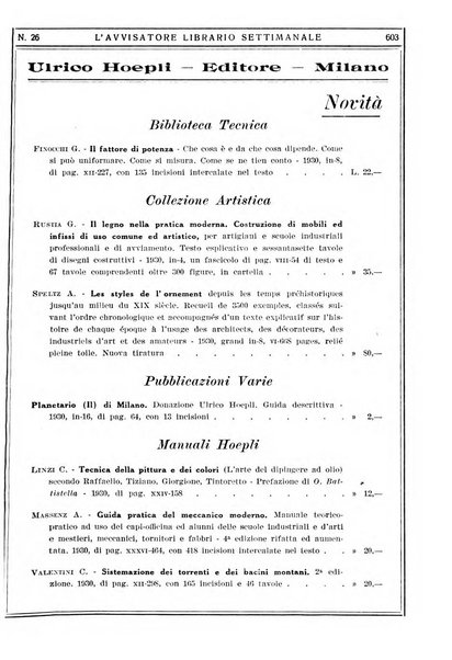 L'avvisatore librario settimanale bollettino bibliografico