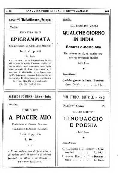 L'avvisatore librario settimanale bollettino bibliografico