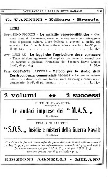 L'avvisatore librario settimanale bollettino bibliografico