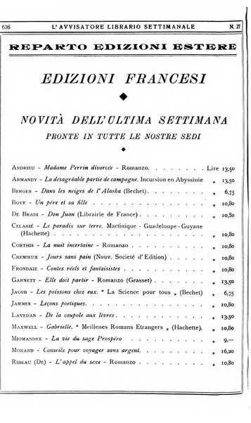 L'avvisatore librario settimanale bollettino bibliografico