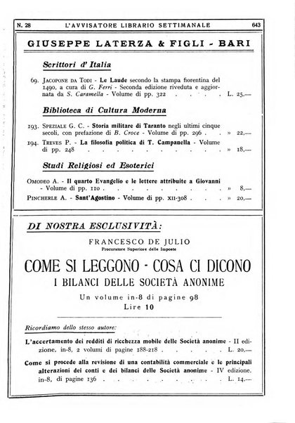 L'avvisatore librario settimanale bollettino bibliografico