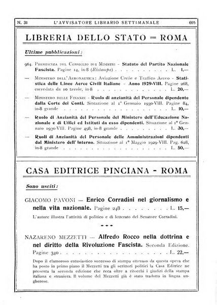 L'avvisatore librario settimanale bollettino bibliografico