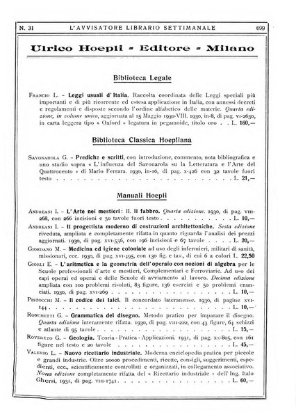 L'avvisatore librario settimanale bollettino bibliografico