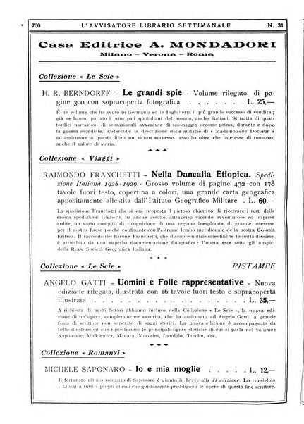 L'avvisatore librario settimanale bollettino bibliografico