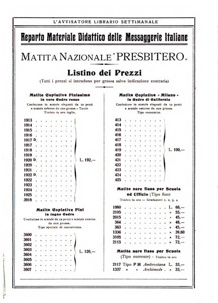 L'avvisatore librario settimanale bollettino bibliografico