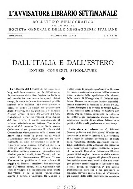 L'avvisatore librario settimanale bollettino bibliografico