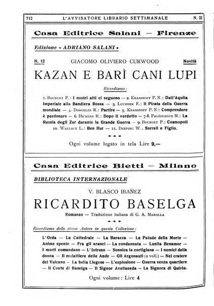 L'avvisatore librario settimanale bollettino bibliografico