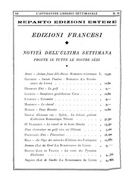 L'avvisatore librario settimanale bollettino bibliografico