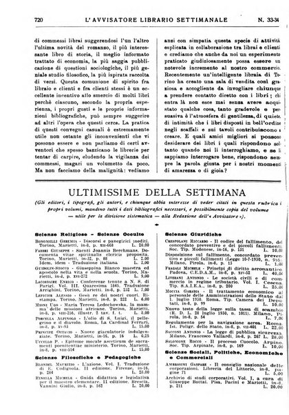 L'avvisatore librario settimanale bollettino bibliografico