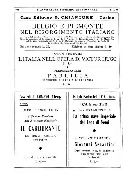 L'avvisatore librario settimanale bollettino bibliografico