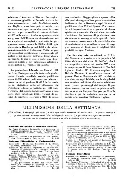 L'avvisatore librario settimanale bollettino bibliografico