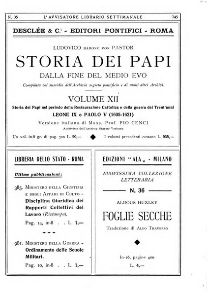 L'avvisatore librario settimanale bollettino bibliografico