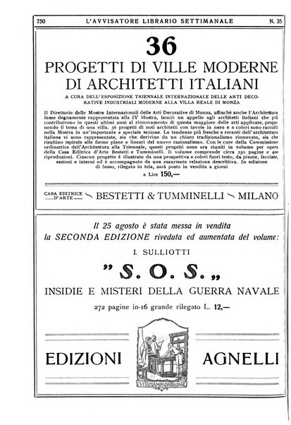 L'avvisatore librario settimanale bollettino bibliografico