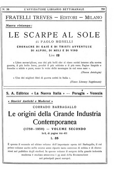 L'avvisatore librario settimanale bollettino bibliografico