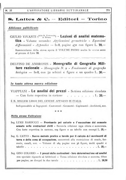 L'avvisatore librario settimanale bollettino bibliografico