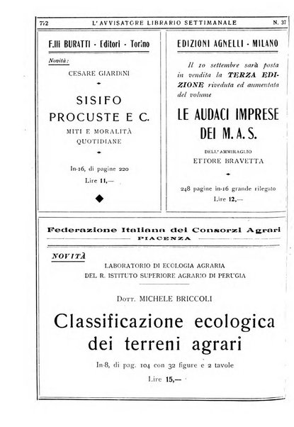 L'avvisatore librario settimanale bollettino bibliografico