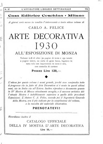 L'avvisatore librario settimanale bollettino bibliografico