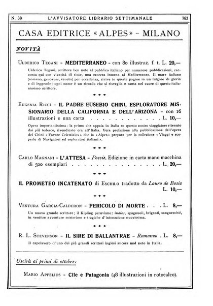 L'avvisatore librario settimanale bollettino bibliografico