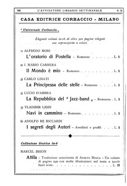 L'avvisatore librario settimanale bollettino bibliografico