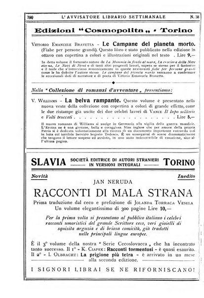 L'avvisatore librario settimanale bollettino bibliografico