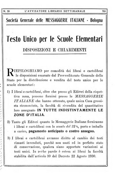 L'avvisatore librario settimanale bollettino bibliografico