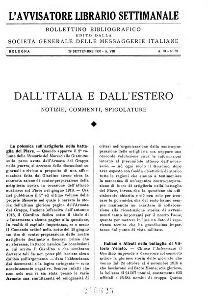 L'avvisatore librario settimanale bollettino bibliografico