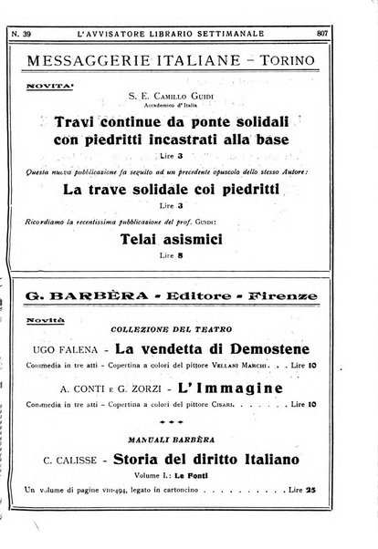 L'avvisatore librario settimanale bollettino bibliografico