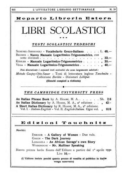 L'avvisatore librario settimanale bollettino bibliografico