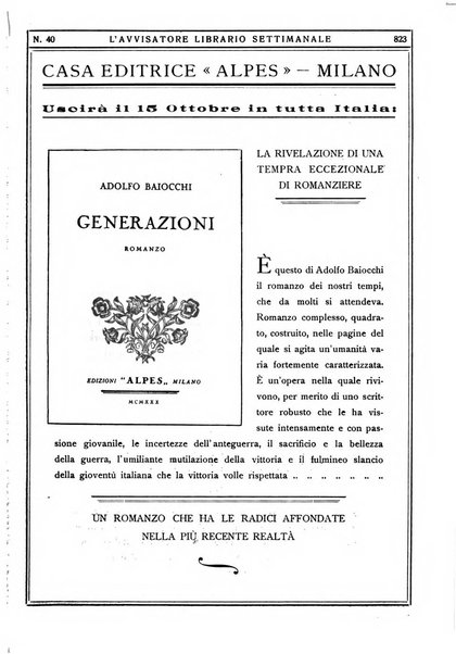 L'avvisatore librario settimanale bollettino bibliografico