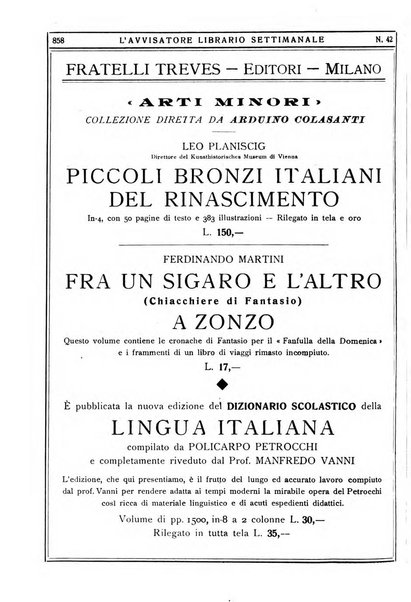 L'avvisatore librario settimanale bollettino bibliografico