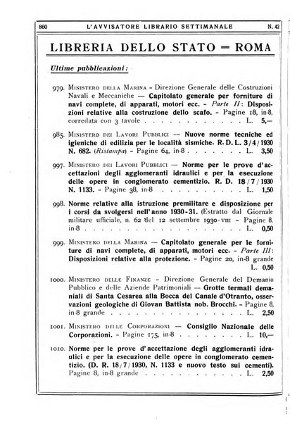 L'avvisatore librario settimanale bollettino bibliografico