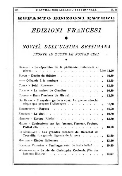 L'avvisatore librario settimanale bollettino bibliografico