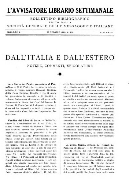 L'avvisatore librario settimanale bollettino bibliografico