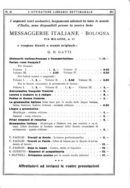 L'avvisatore librario settimanale bollettino bibliografico