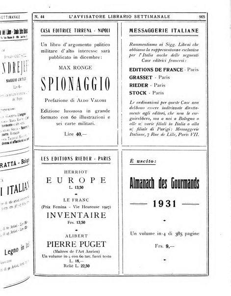 L'avvisatore librario settimanale bollettino bibliografico