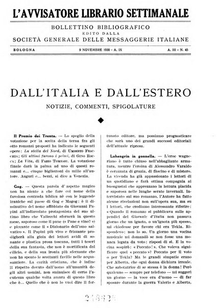 L'avvisatore librario settimanale bollettino bibliografico